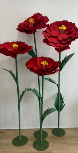 Marigold Large Freestanding Flower - Red
