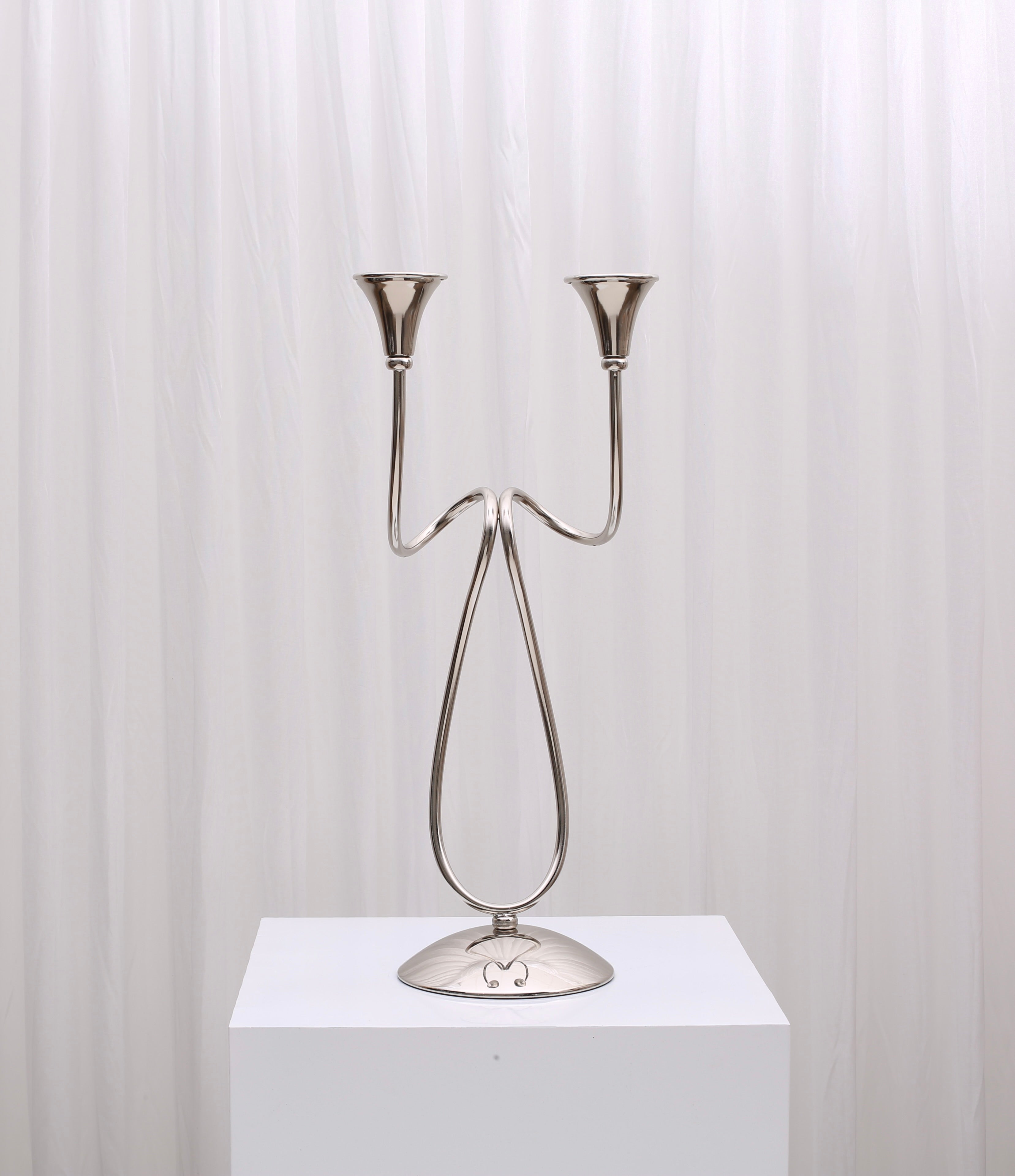 Isabella Twisted Candelabra Silver For Hire