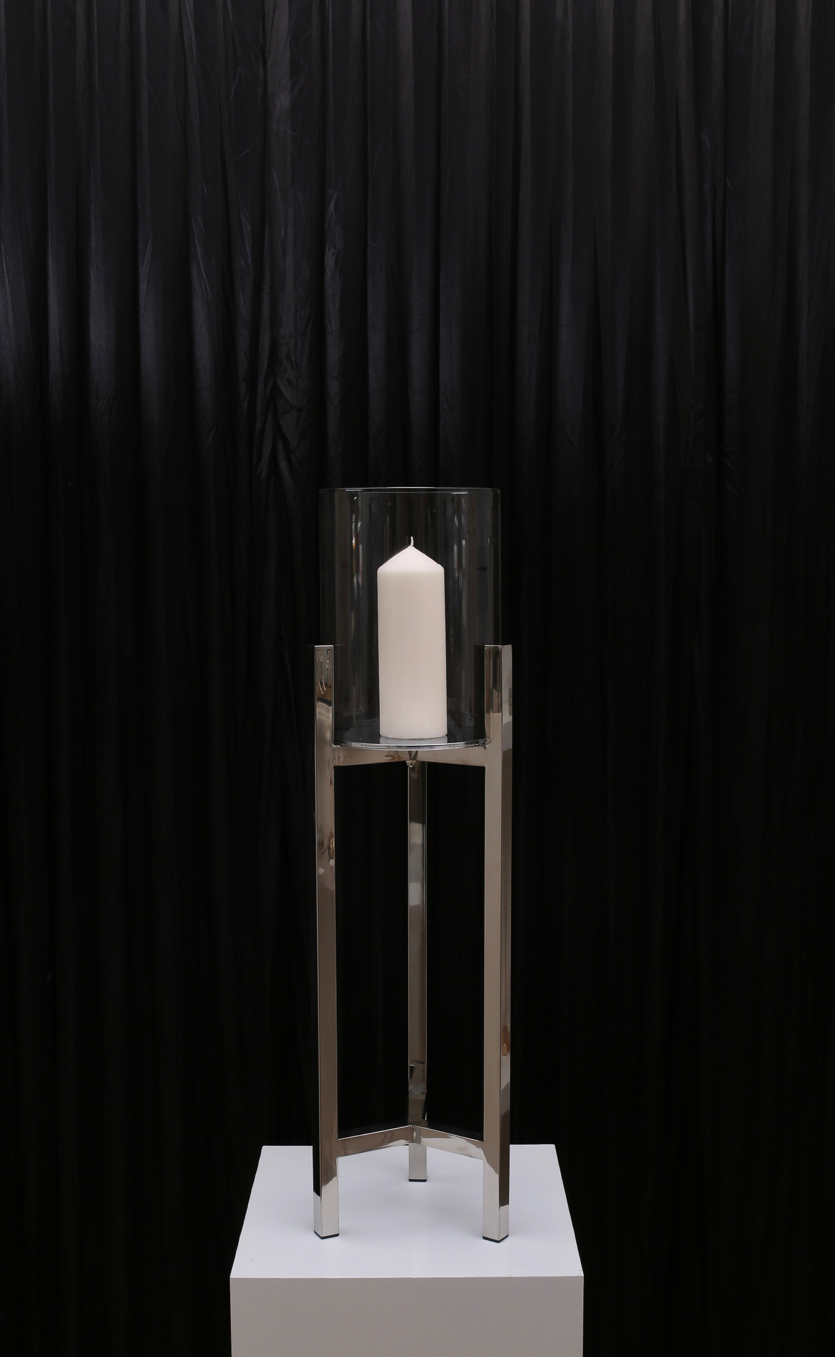 Veronica Pillar Candleholder For Hire Large / Silver