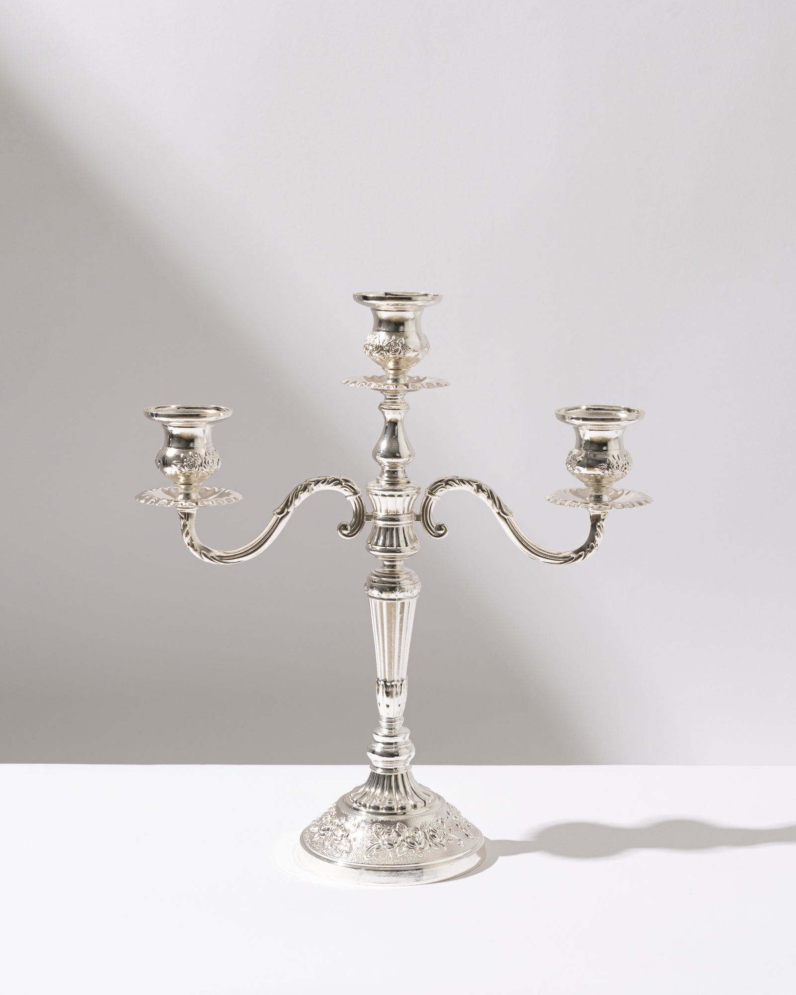 3-arm Antique Silver Candelabra For Hire