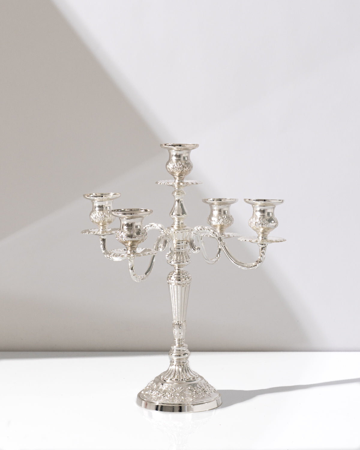 5-arm Antique Silver Candelabra For Hire