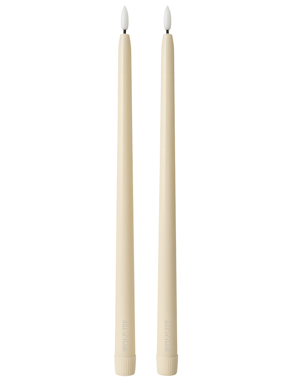 ULTRABRIGHT™ Ivory LED Flameless Taper Candles for Hire - 28cm