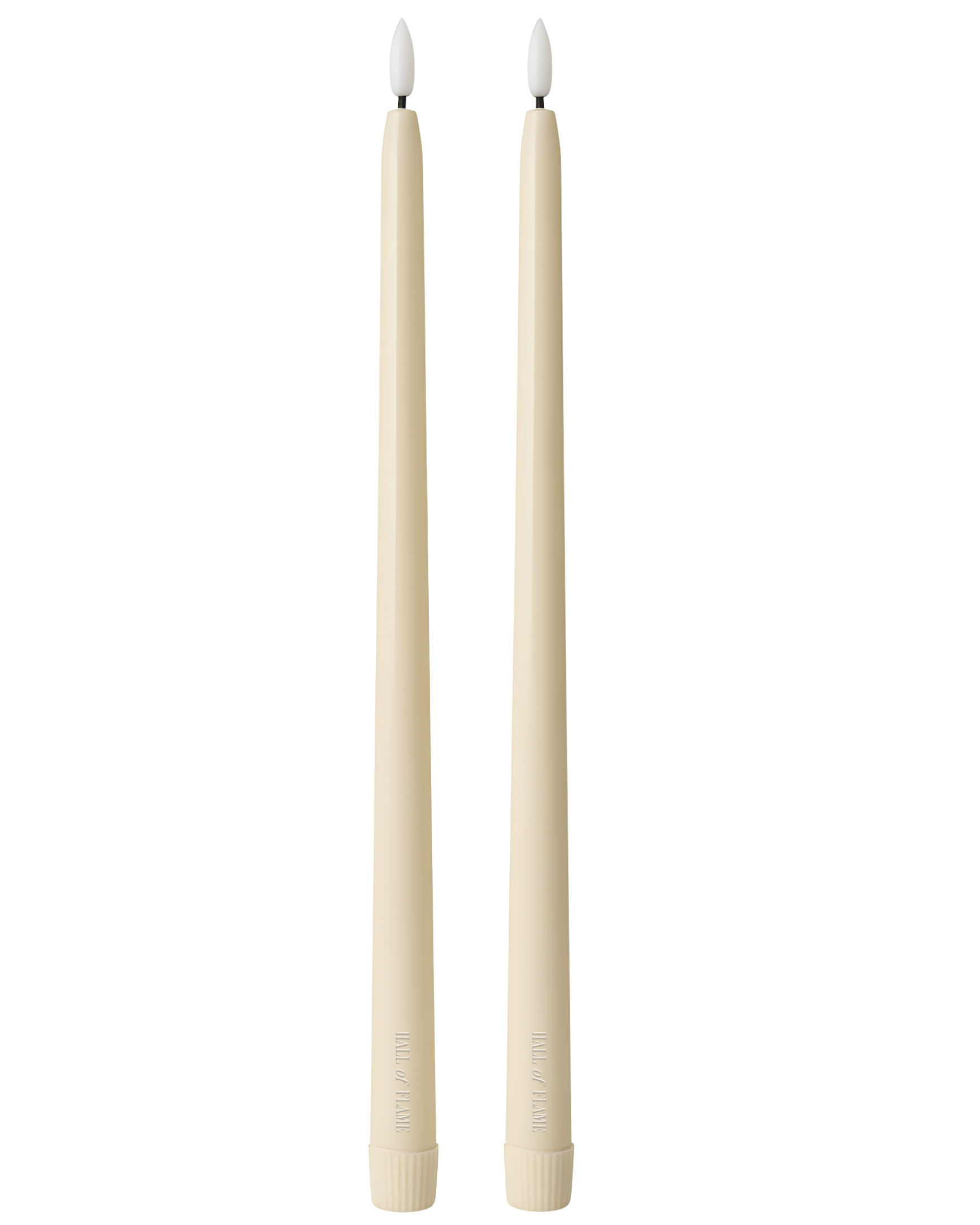 ULTRABRIGHT™ Ivory LED Flameless Taper Candles for Hire - 28cm