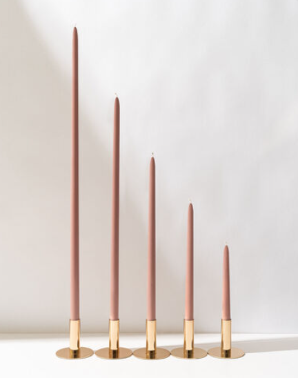 Dusty Rose Pink Cappuccino Taper Candles