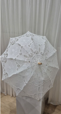Lily White Lace Cloth Parasol For Hire