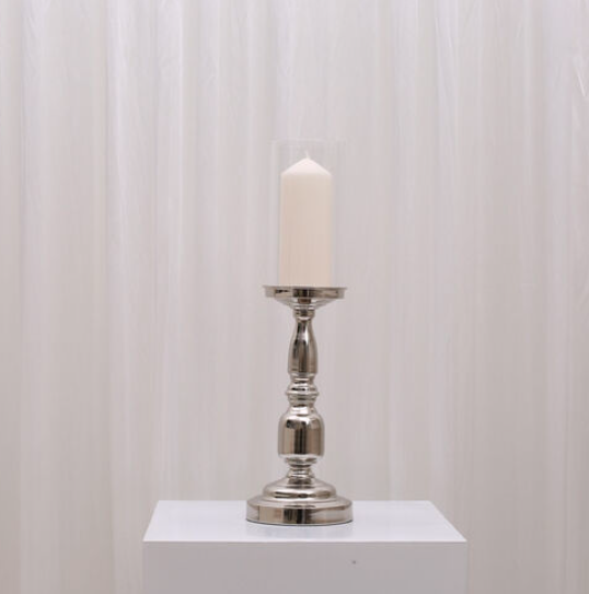 Sophia Pillar Candleholder For Hire Large / Silver