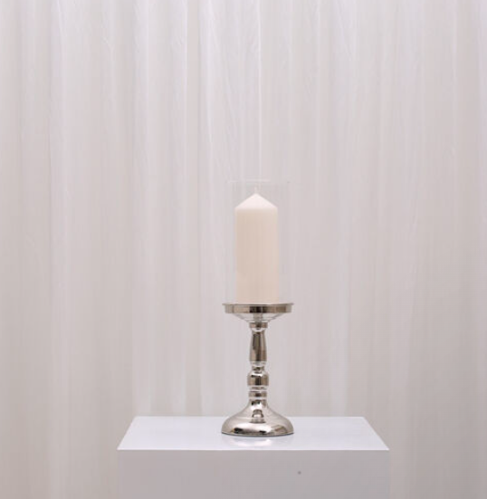 Sophia Pillar Candleholder For Hire Small / Silver.