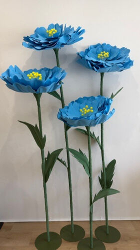 Marigold Large Freestanding Flower - Blue