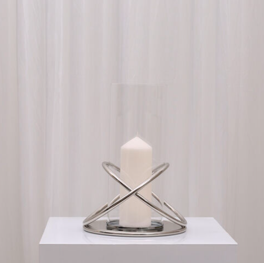 Naomi Hurricane Candleholder Small/ Silver